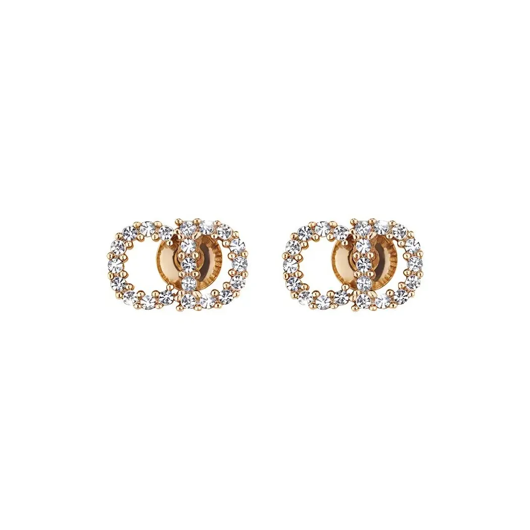 大注目 DIOR クリスタルレター ゴールドトーン メタル＆ホワイトクリスタルデコール ピアス コピー商品 偽物グッズ 偽造品